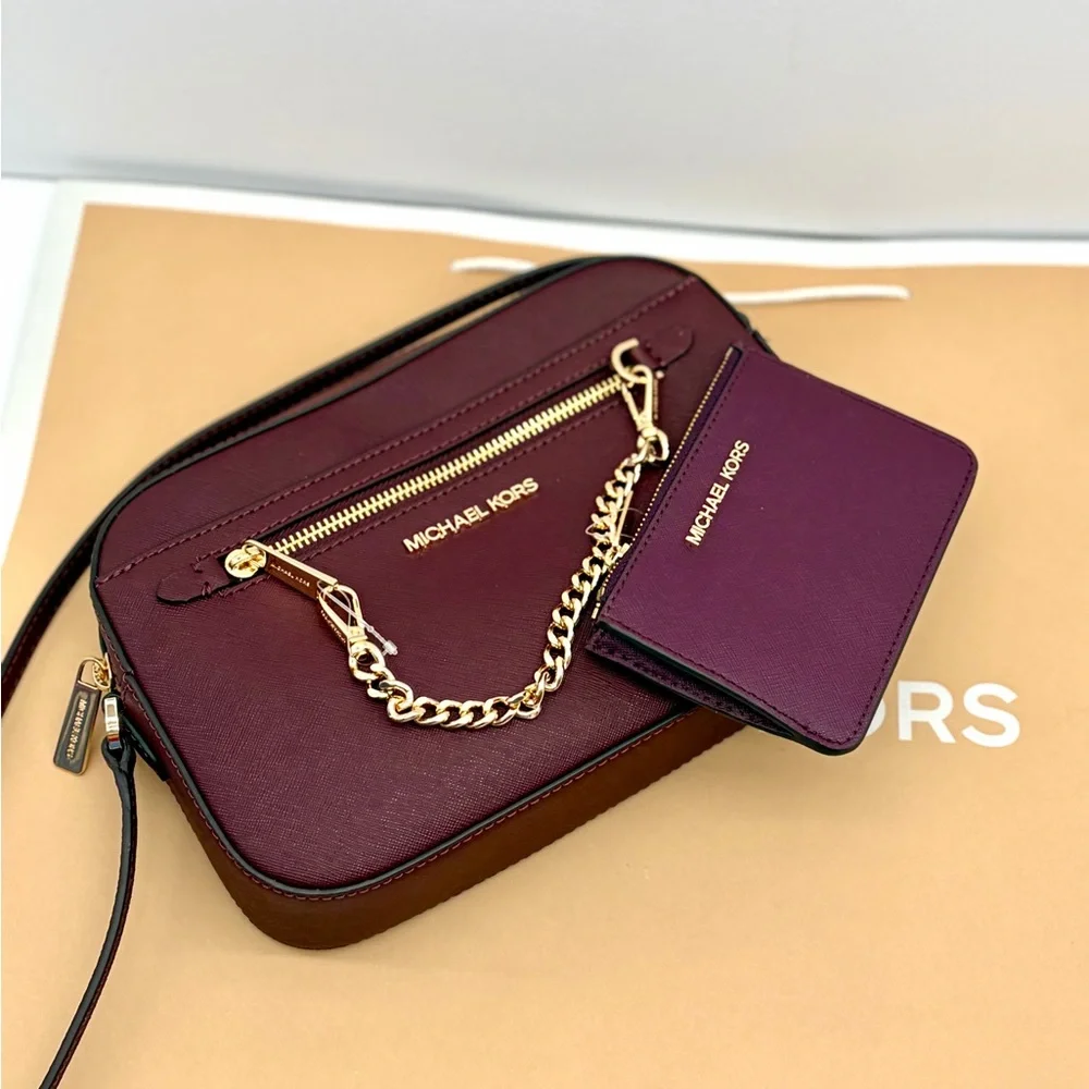 Michael Kors Crossbody Merlot and Small Wallet Coinpouch Set Bordeaux